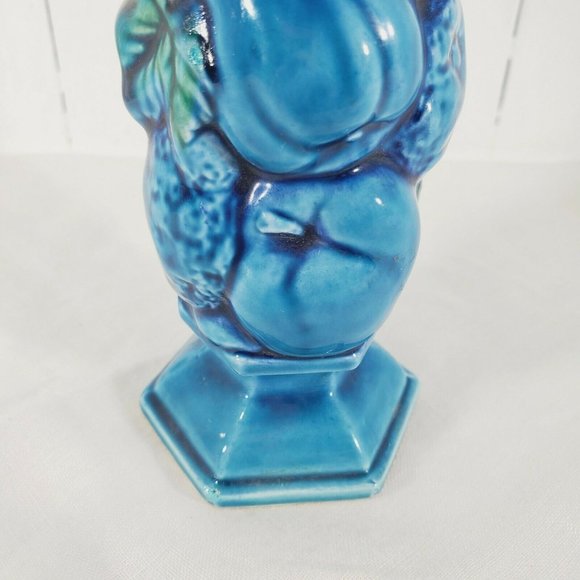 Vintage Inarco Pottery Blue Mood Indigo 8" Bud Vase E 3096 signed gold labels - Picture 8 of 11